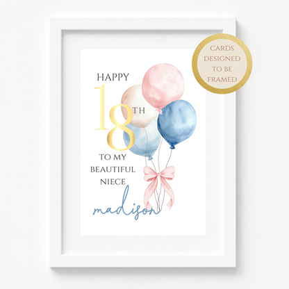 Personalized Teen 18th Birthday Card with Custom Name