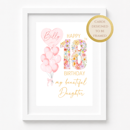 Personalized Daughter's 18th Birthday Card with Custom Name