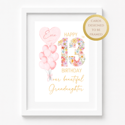 Personalized Daughter's 13th Birthday Card with Custom Name