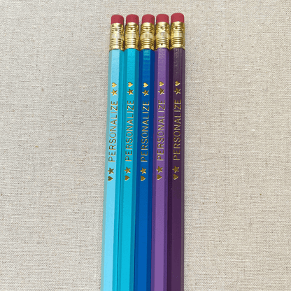 5 Personalized Pencil Set EMERALD WISH