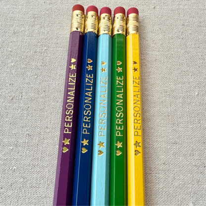 5 Personalized Pencil Set EMERALD WISH