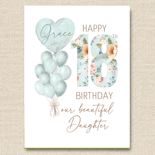 Personalized Daughter's 18th Birthday Card with Custom Name