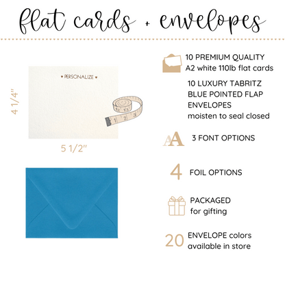 10 Foil Embossed Personalized Notecards and 10 Tabritz Blue Envelopes
