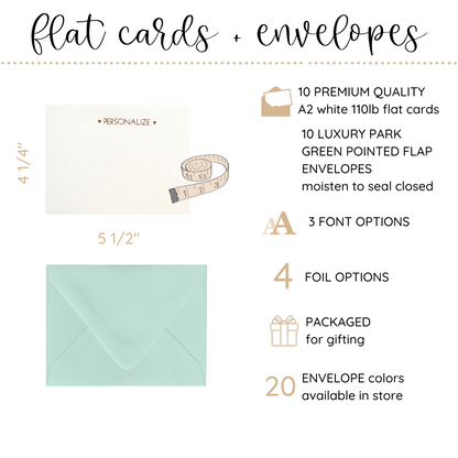10 Foil Embossed Personalized Notecards and 10 Park Green Envelopes