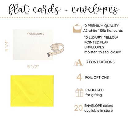 10 Foil Embossed Personalized Notecards and 10 Yellow Envelopes (Copy)