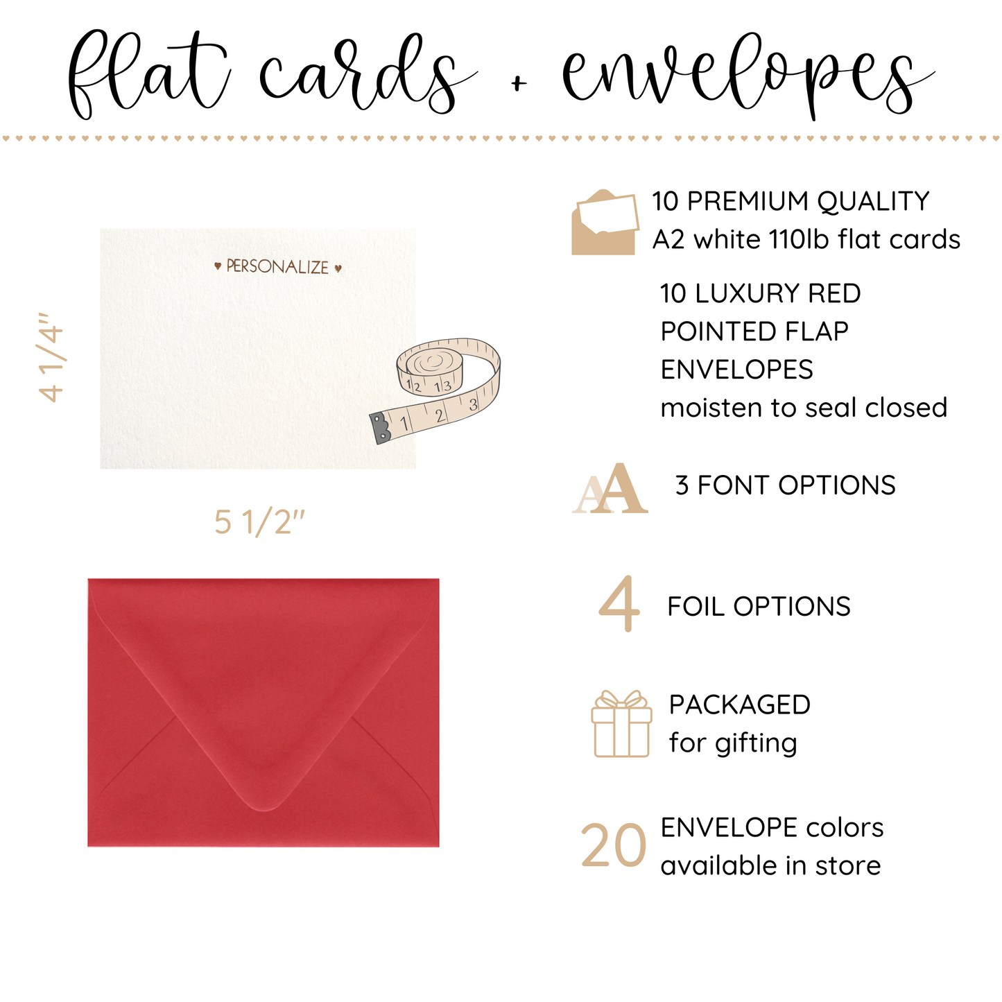 10 Foil Embossed Personalized Notecards and 10 Red Envelopes