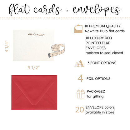 10 Foil Embossed Personalized Notecards and 10 Red Envelopes