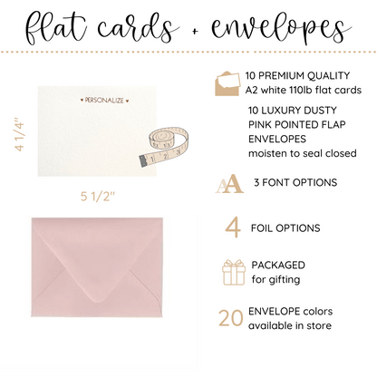 10 Foil Embossed Personalized Notecards and 10 Dusty Pink Envelopes