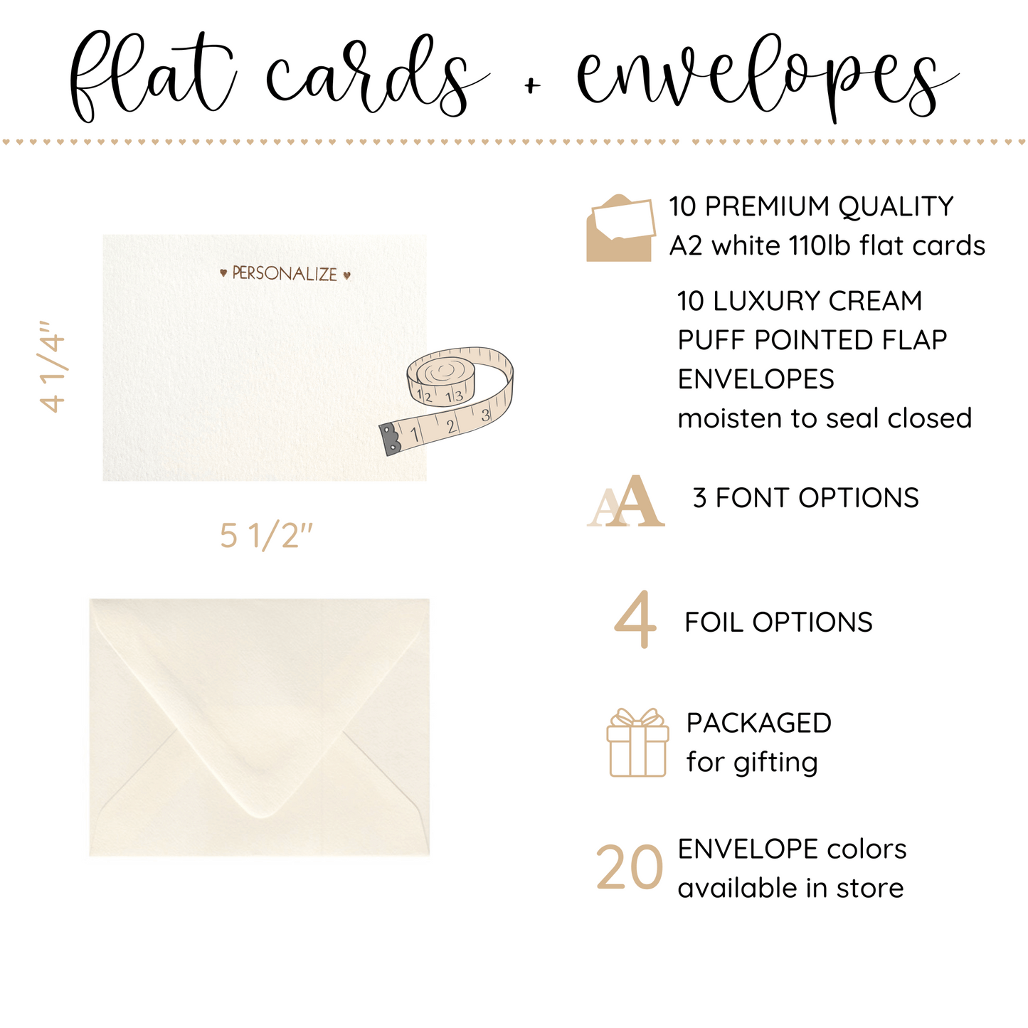 10 Foil Embossed Personalized Notecards and 10 Cream Envelopes