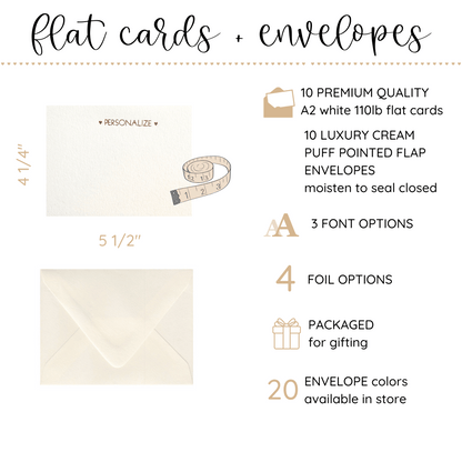 10 Foil Embossed Personalized Notecards and 10 Cream Envelopes