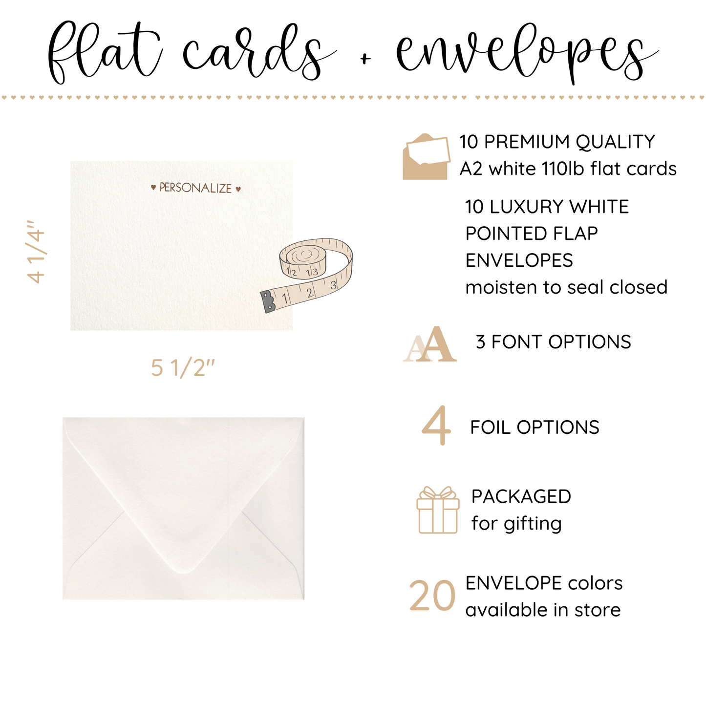 10 Foil Embossed Personalized Notecards and 10 White Envelopes