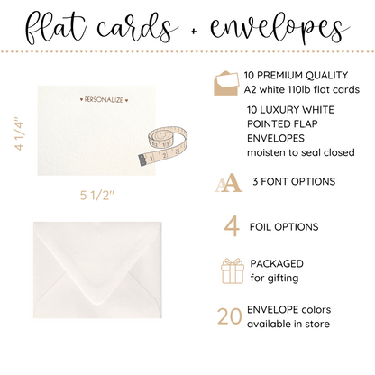 10 Foil Embossed Personalized Notecards and 10 White Envelopes