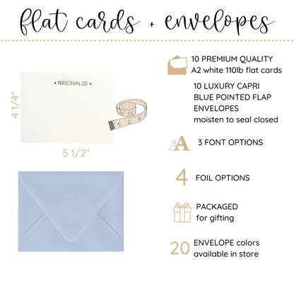 10 Foil Embossed Personalized Notecards and 10 Capri Blue Envelopes