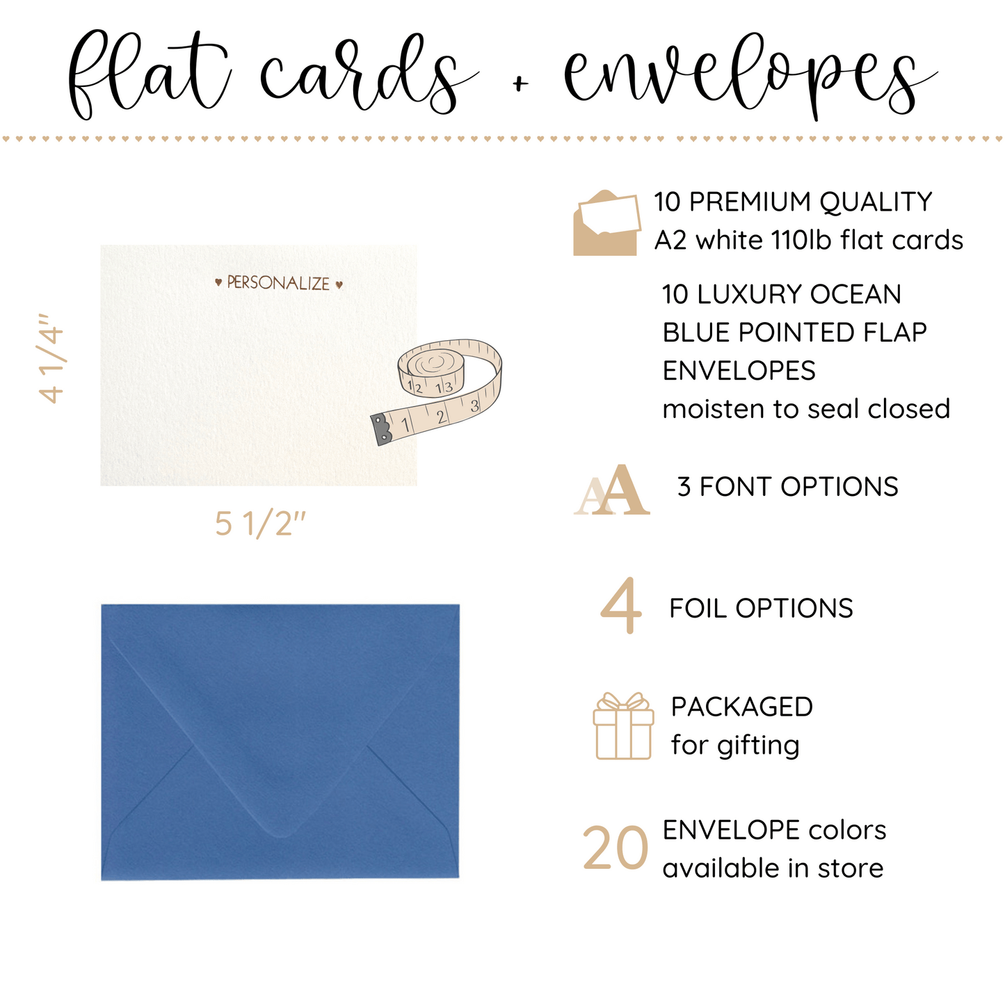 10 Foil Embossed Personalized Notecards and 10 Ocean Blue Envelopes