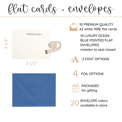 10 Foil Embossed Personalized Notecards and 10 Ocean Blue Envelopes