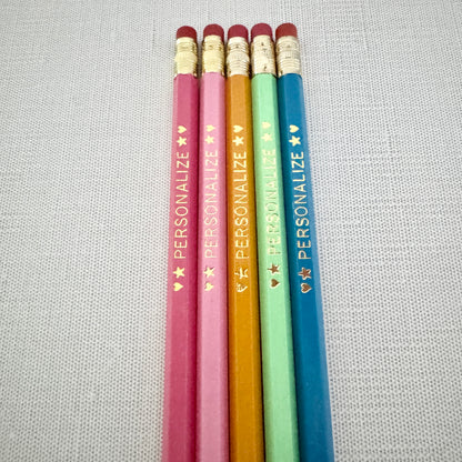 5 Personalized Pencil Set FLORAL CANDY