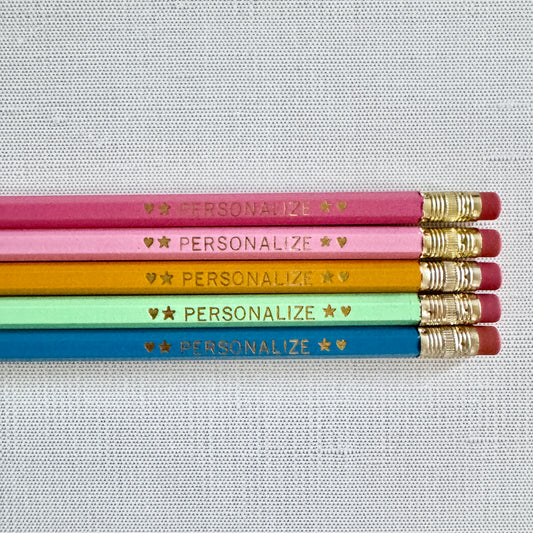 5 Personalized Pencil Set FLORAL CANDY