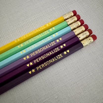 6 Personalized Pencil Set CASTLE SKIES