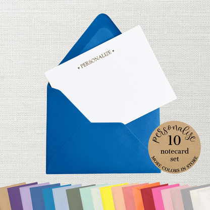 10 Foil Embossed Personalized Notecards and 10 Ocean Blue Envelopes