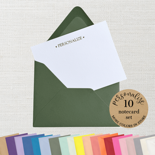 10 Foil Embossed Personalized Notecards and 10 Golf Green Envelopes