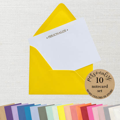 10 Foil Embossed Personalized Notecards and 10 Yellow Envelopes (Copy)