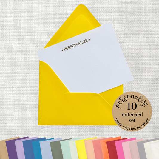 10 Foil Embossed Personalized Notecards and 10 Yellow Envelopes (Copy)