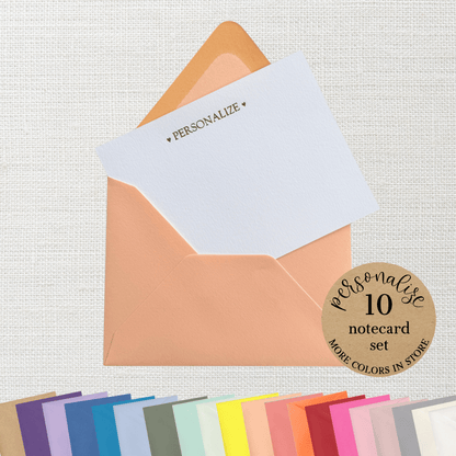 10 Foil Embossed Personalized Notecards and 10 Peach Envelopes