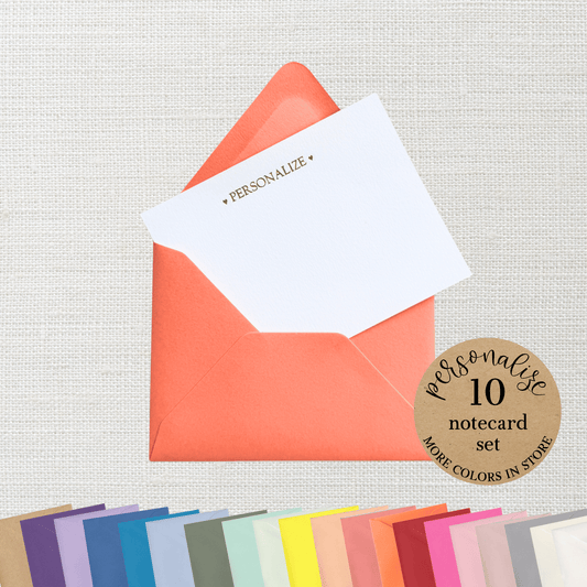 10 Foil Embossed Personalized Notecards and 10 Coral Envelopes