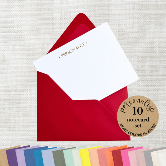 10 Foil Embossed Personalized Notecards and 10 Red Envelopes