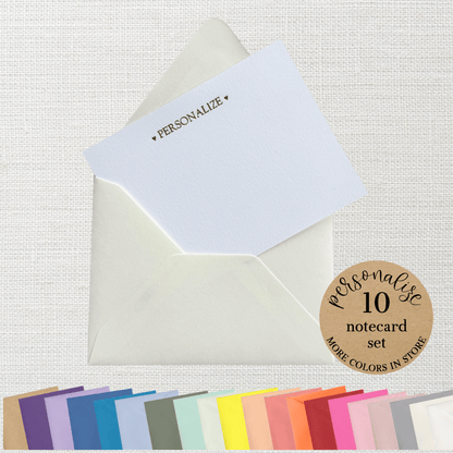10 Foil Embossed Personalized Notecards and 10 Cream Envelopes