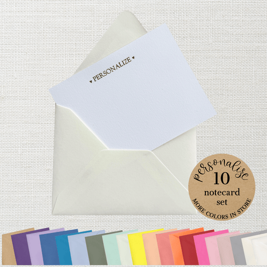 10 Foil Embossed Personalized Notecards and 10 Cream Envelopes