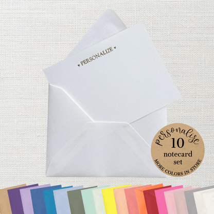 10 Foil Embossed Personalized Notecards and 10 White Envelopes