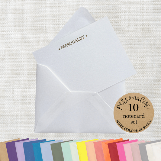 10 Foil Embossed Personalized Notecards and 10 White Envelopes