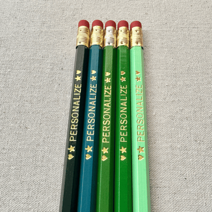 Ombre Green Personalized Pencil Set