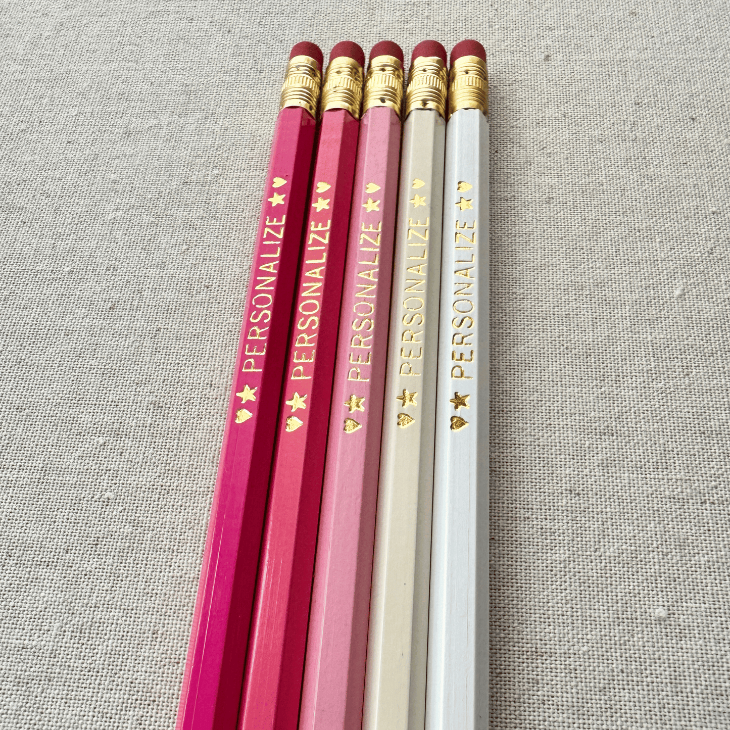Ombre Pink Personalized Pencil Set