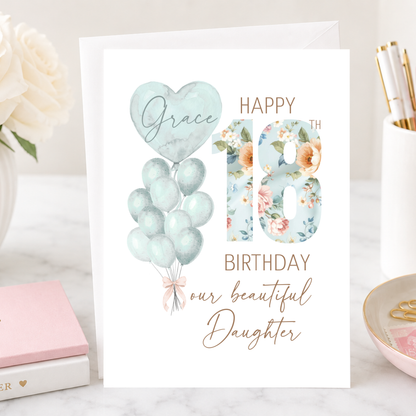 Personalized Daughter's 18th Birthday Card with Custom Name