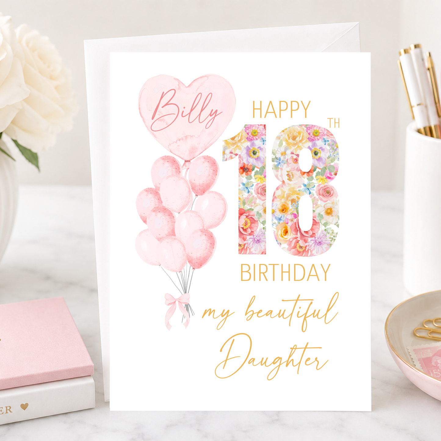 Personalized Daughter's 18th Birthday Card with Custom Name