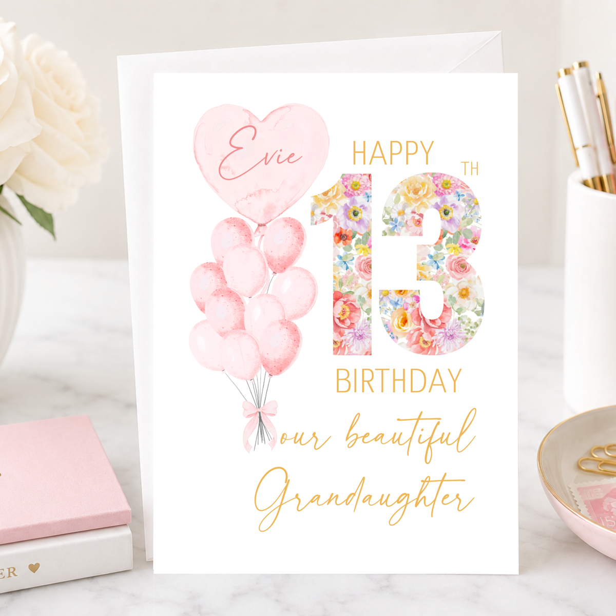 Personalized Daughter's 13th Birthday Card with Custom Name