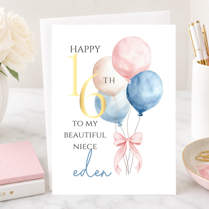 Personalized Daughter's 16th Birthday Card with Custom Name