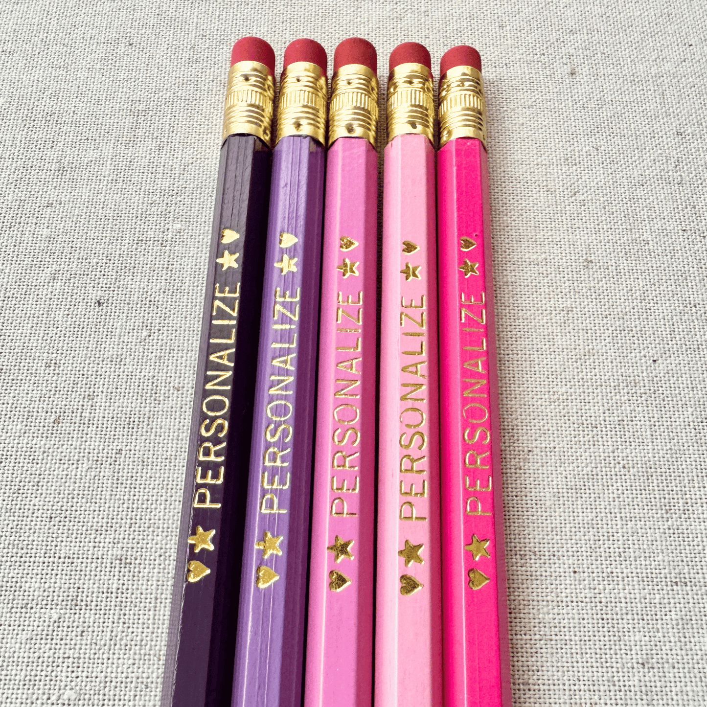 5 Personalized Pencil Set PINK FAIRY BLOSSOM