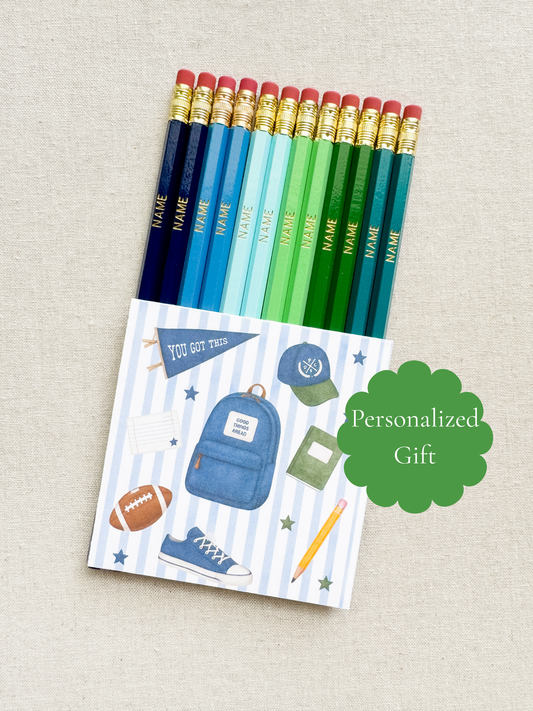 Preppy Boys Personalized Name Pencils for Back to School, Christmas Gift