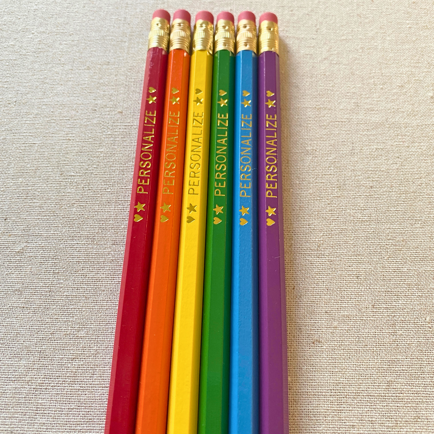 6 Personalized Pencil Set RAINBOW