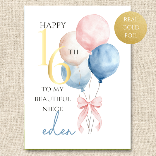 Personalized Daughter's 16th Birthday Card with Custom Name