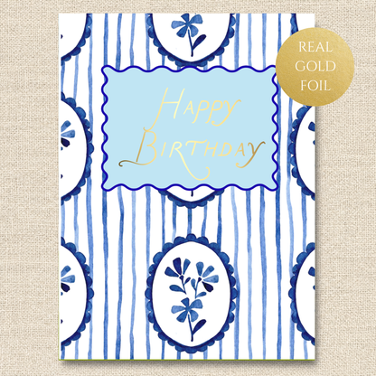 Preppy Birthday Card with Gold Foil